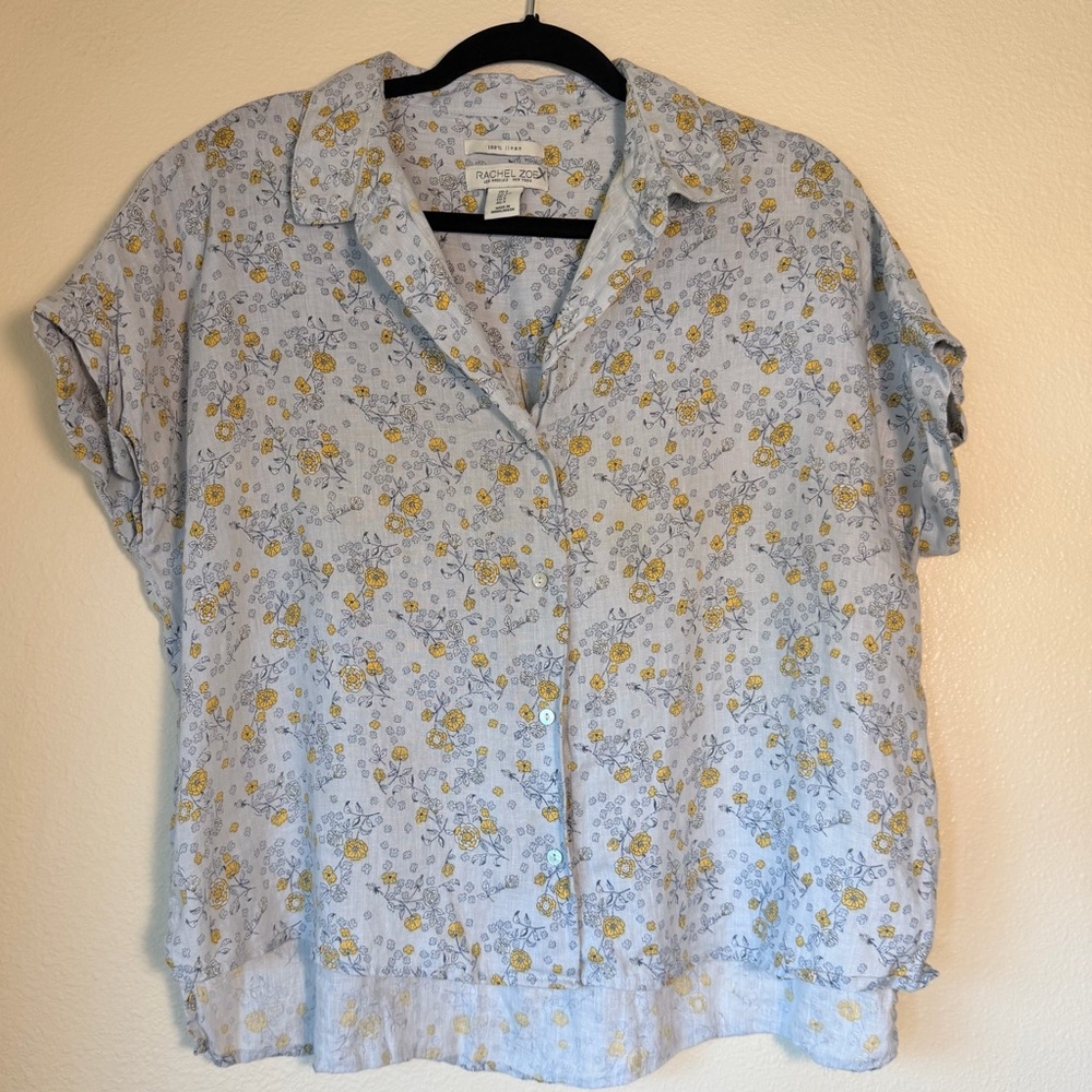 Rachel Zoe Linen Button-Down Shirt, Oversized Small